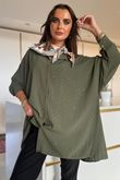 Stella Micro Stud Oversized Shirt Khaki